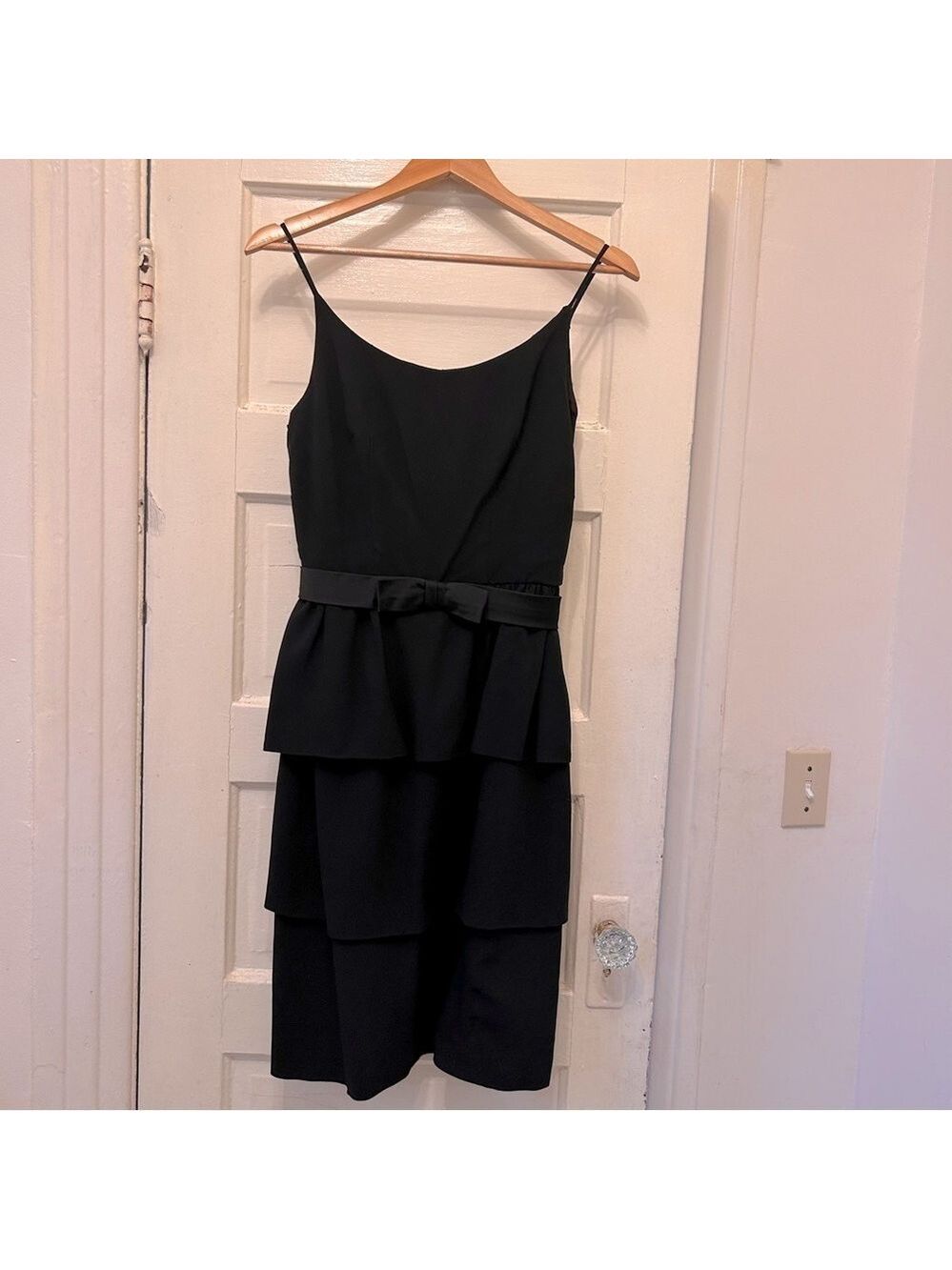 Jr. Theme New York Vintage Little Black Lace Tiered Cocktail Dress w Bow Size 4